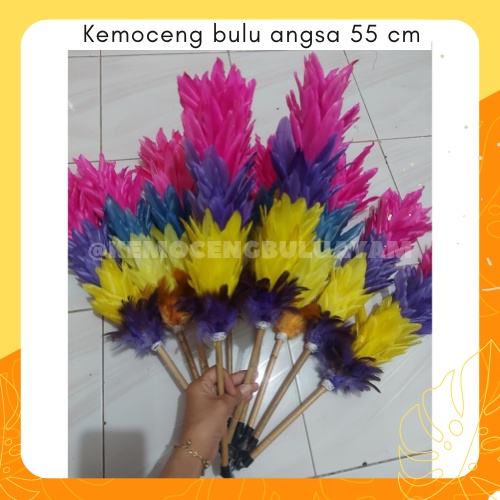 KEMOCENG HIASAN GUCI VAS RUANG TAMU 55CM - KEMOCENG KEMUCING KEMONCENG BULU ANGSA WARNA WARNI - KEMO