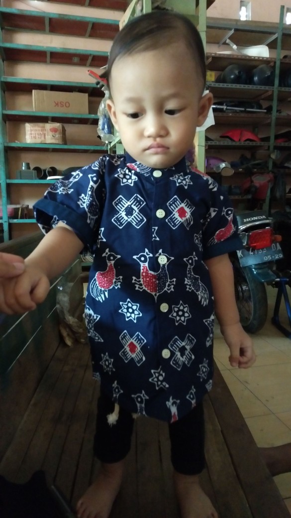 Pop Kidswear   Sagara Batik Shirt - Kerah Koko - Kemeja Batik Anak Cap Ayam