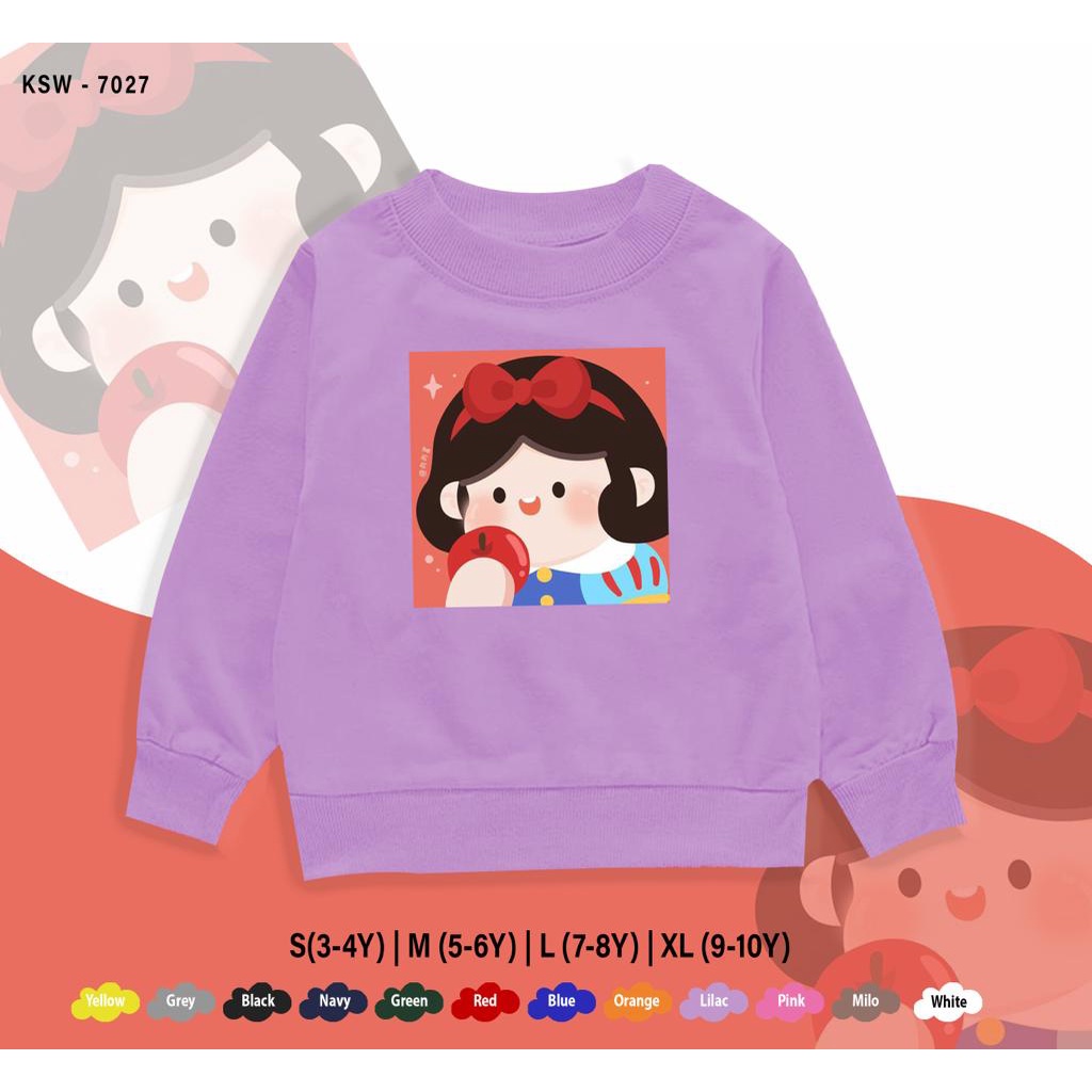 SWEATER UNTUK ANAK/ SNOW WHITE PIPI CHUBBY / 1-10 TAHUN / SWEATER KIDS / BAHAN FLEECE PREMIUM / ADEM / UNISEX / REAL PICTURE / BEST SELLER