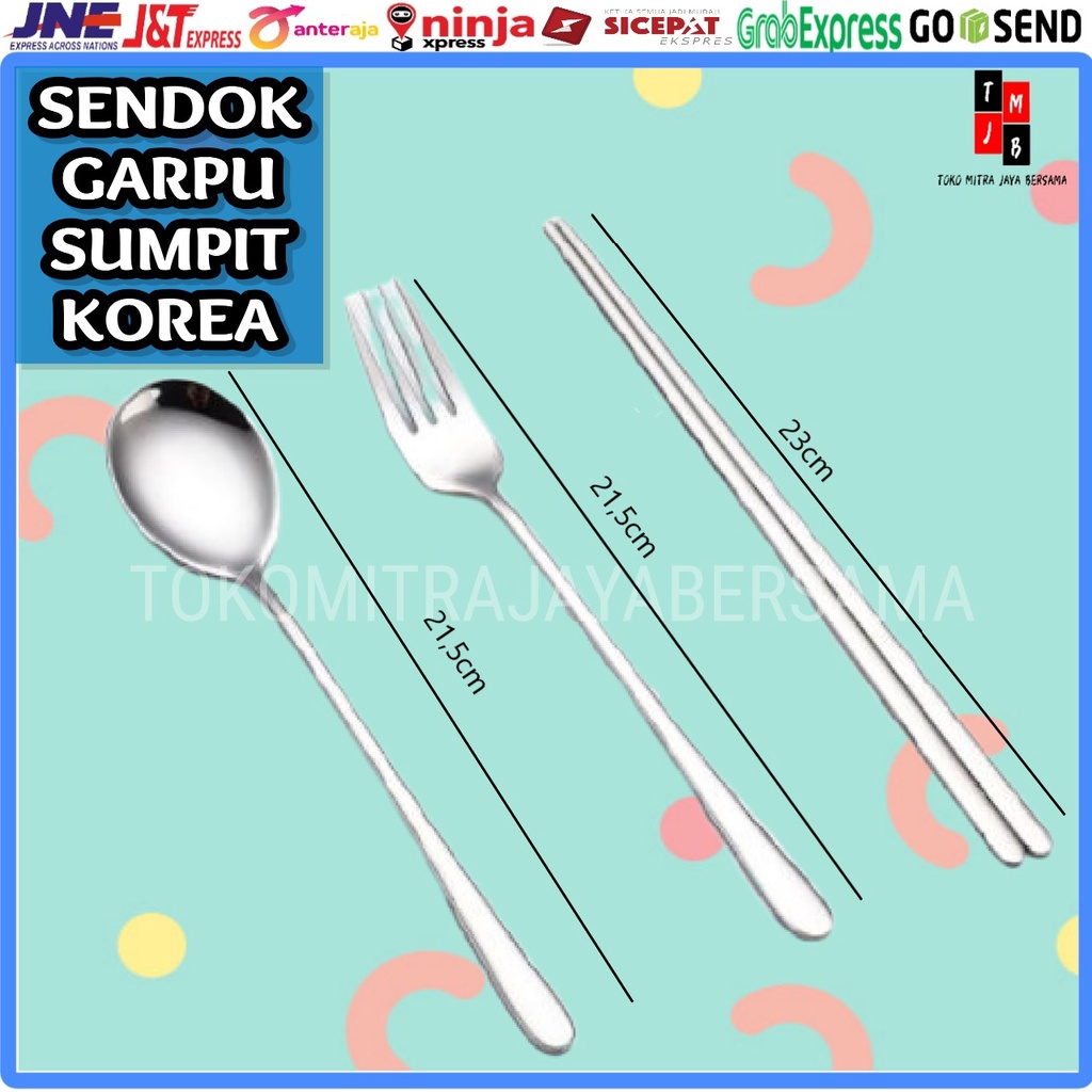 SENDOK GARPU SUMPIT KOREA ALAT MAKAN SUJEO KOREAN PREMIUM STAINLESS
