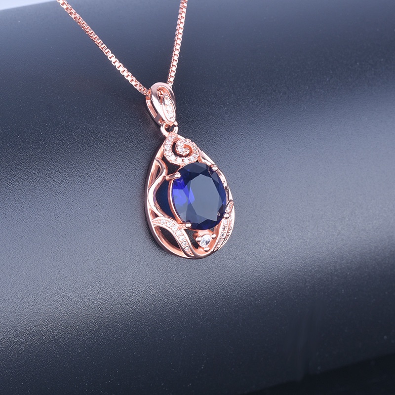 [Ready Stock]Fashion New Ruby Pendant 18K Rose Gold Plated Necklace