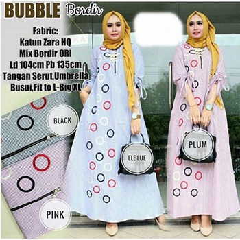 Pakaian Muslim Wanita Gamis | Gamis Katun Jepang | BUBBLE BORDIR | Gamis Bordir | Gamis Bordir Jumbo