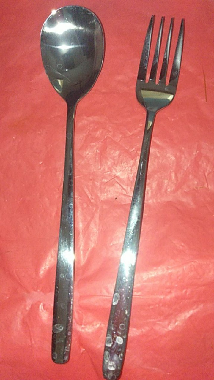 Sendok + Garpu Sujeo Korea Bahan Stainless Tebal Gagang Panjang