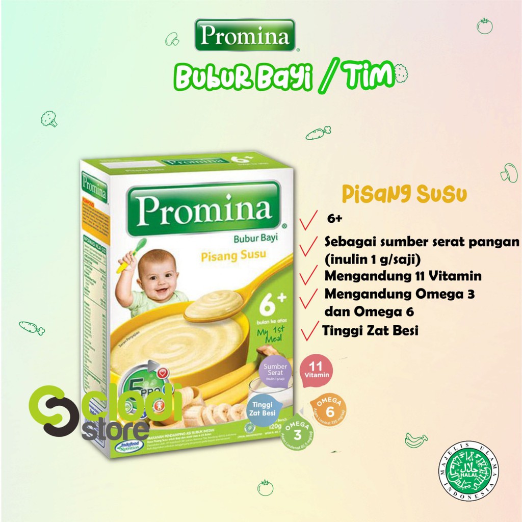 Promina Bubur Bayi 6+ 120gr-Pisang Susu