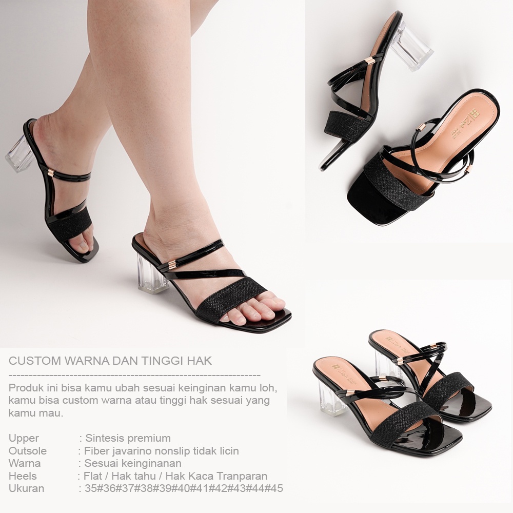 Olive Heels - Sendal Wanita Hak Kaca Ukuran Besar 41 42 43 44 45 Bigsize Jumbo