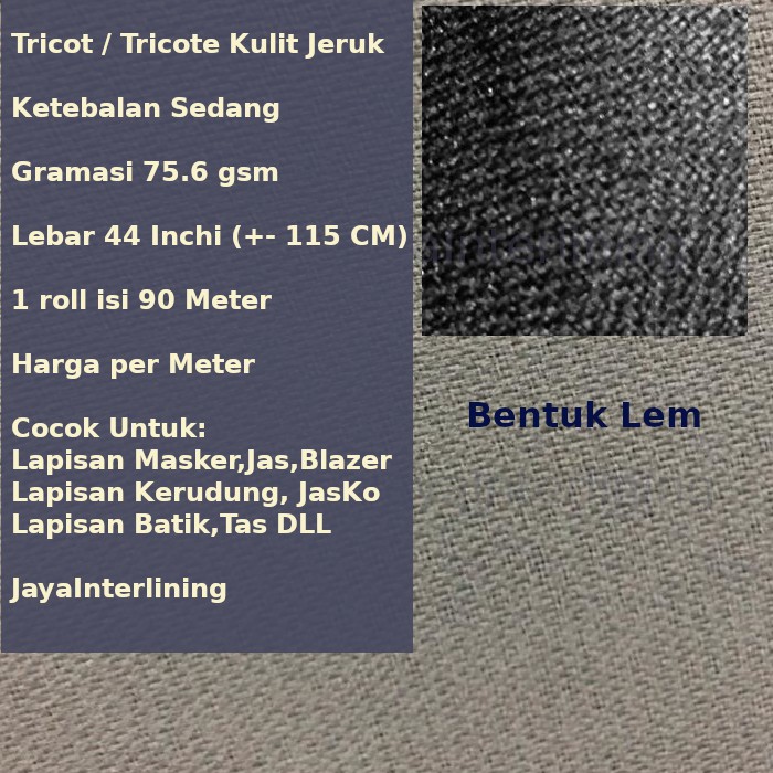 Trikot tricot Lem Lebar Kulit Jeruk TEBAL sedang 44 Inchi  Meteran