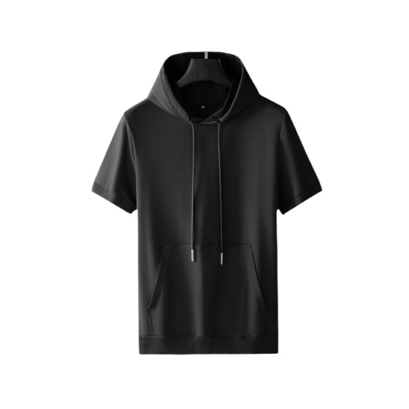 AS03 Hoodie Lengan Pendek Motif Polos