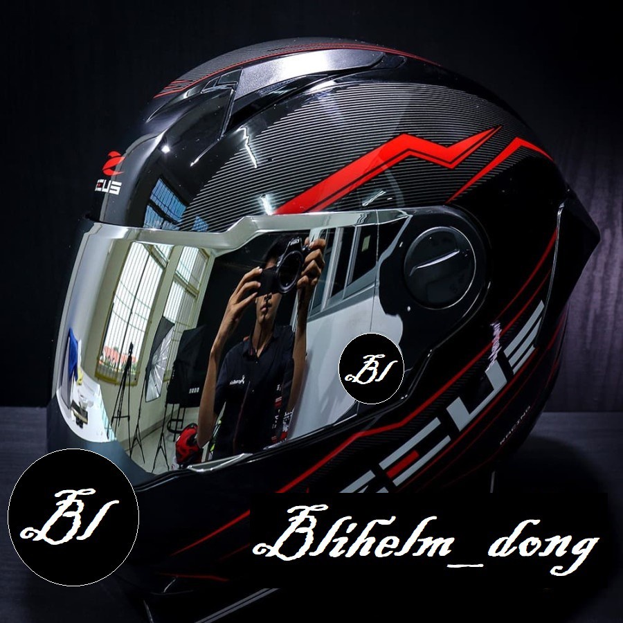 HELM ZEUS ZS 811 BLACK AL12 RED | ZS811 FULL FACE HELMET SNI | ZS-811 FREE DARK VISOR-CEMBUNG SLVR+Sp.blk