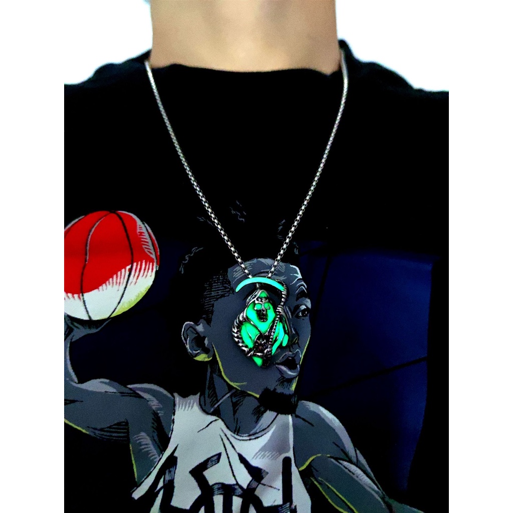 Kalung Rantai Dengan Liontin Tengkorak Sabit luminous Untuk Pria