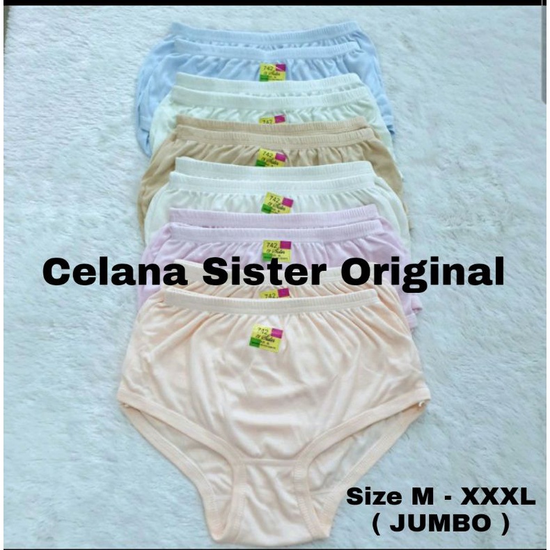 Celana Dalam Wanita Sister Original/ Size M - XXXL/Bahan Adem dan Nyaman di pakai/Random Warna