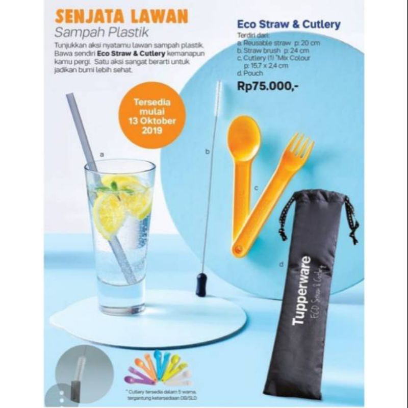 Cutlery Set Tupperware//Outdoor Dining Cutlery Blue//Sendok Makan//Sendok Garpu//Eco Straw//Sikat Se