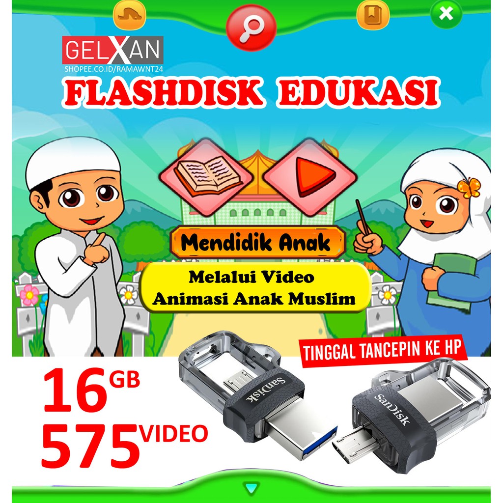 Video Animasi Edukasi Anak Muslim Dalam Otg Flasdisk 16gb Dilengkapi Murotal Alquran 30 Juz Shopee Indonesia