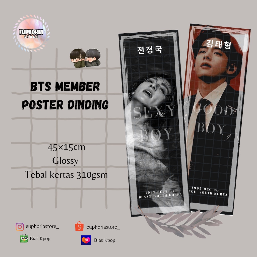 

POSTER DINDING MEMBER BTS KPOP KETEBALAN 310 GSM GLOSSY