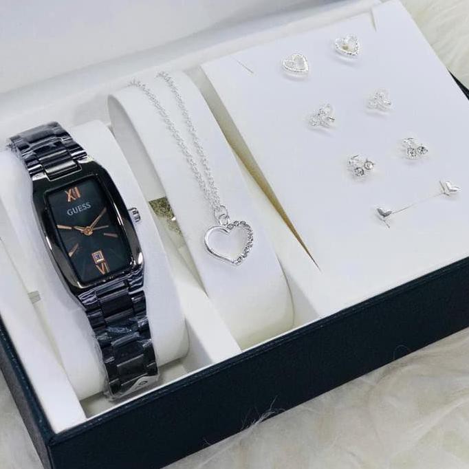 Jam Tangan Wanita Jam Tangan Cewek Jam Tangan Guess Free Set Kalung