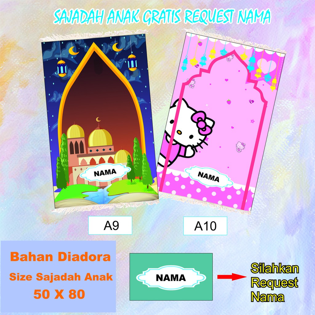 Sajadah Anak Custom Nama Karakter Sajadah Traveling Sajadah printing Sajadah Anak Pria Perempuan-4
