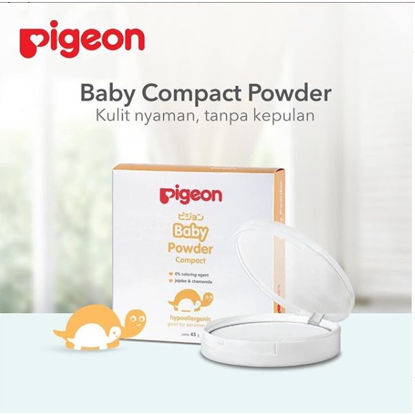 Pigeon Chamomile Paraben Free  Baby Powder Cake 45 gram  dengan case/ Refill + puff