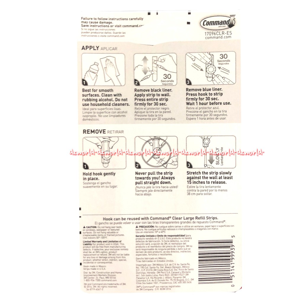 3M Command Medium Crystal Gantungan Bening Clear 2pcs Kristal Hook