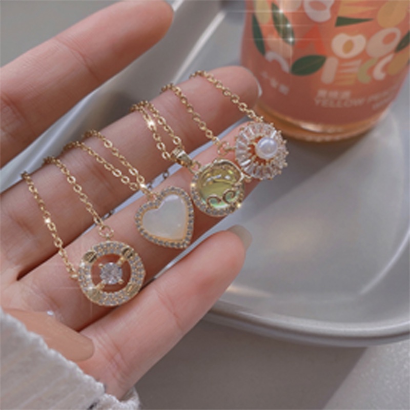 Kalung Rantai Bahan Titanium Steel Aksen Mutiara Imitasi Gaya Korea Untuk Wanita