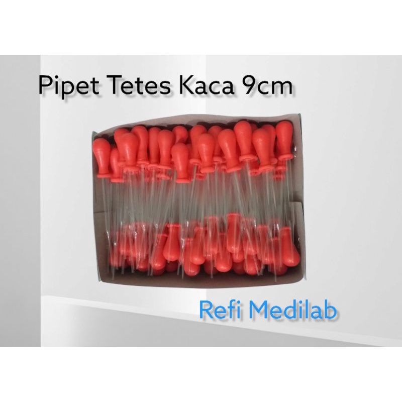 Pipet tetes / pipet kaca / pipet  9CM MERAH KARET ISI 100PCS