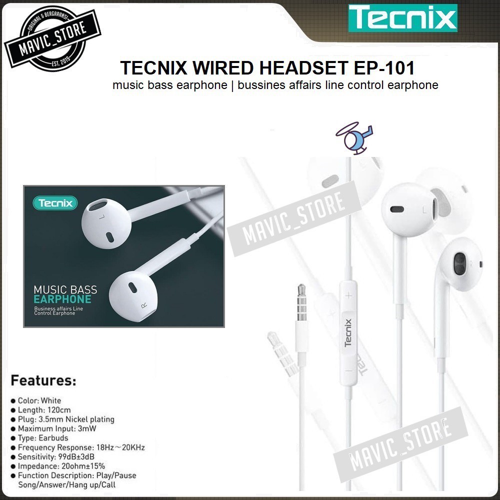 Headset Wired EP-101 Earphone Earbuds 1.2m High Sound Quality - Garansi Resmi 1 Tahun