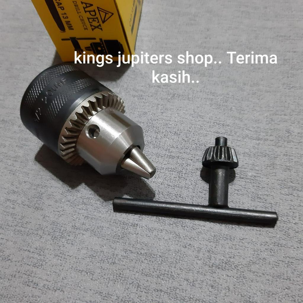 KEPALA BOR 10MM atau 13MM DERAT ( 13 mm = 1/2 - 20 UNF ) ( 10 MM = 3/8 - 24 UNF ) key bor chuck dril