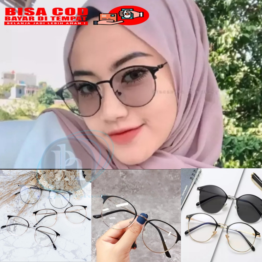 TERBARU FREE Lensa Kacamata fashion Photocromic bentuk oval, kaca mata korea hits kacamata vintage k