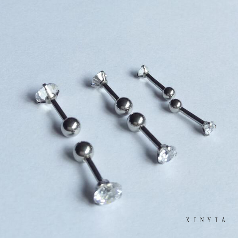 3 Prong Two Penggunaan Tulang Rawan Tragus Anting Stainless Steel Mode Kristal Anting Zirkon Mini 1 Pc Ear Stud