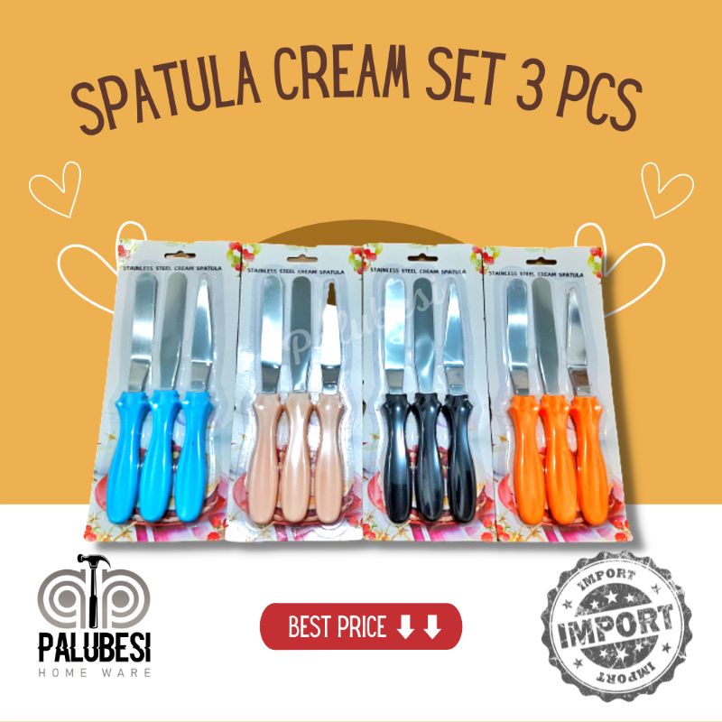 Spatula Butter Cream 3 Pcs Model Dekorasi Kue Tebal / Spatula Set 3