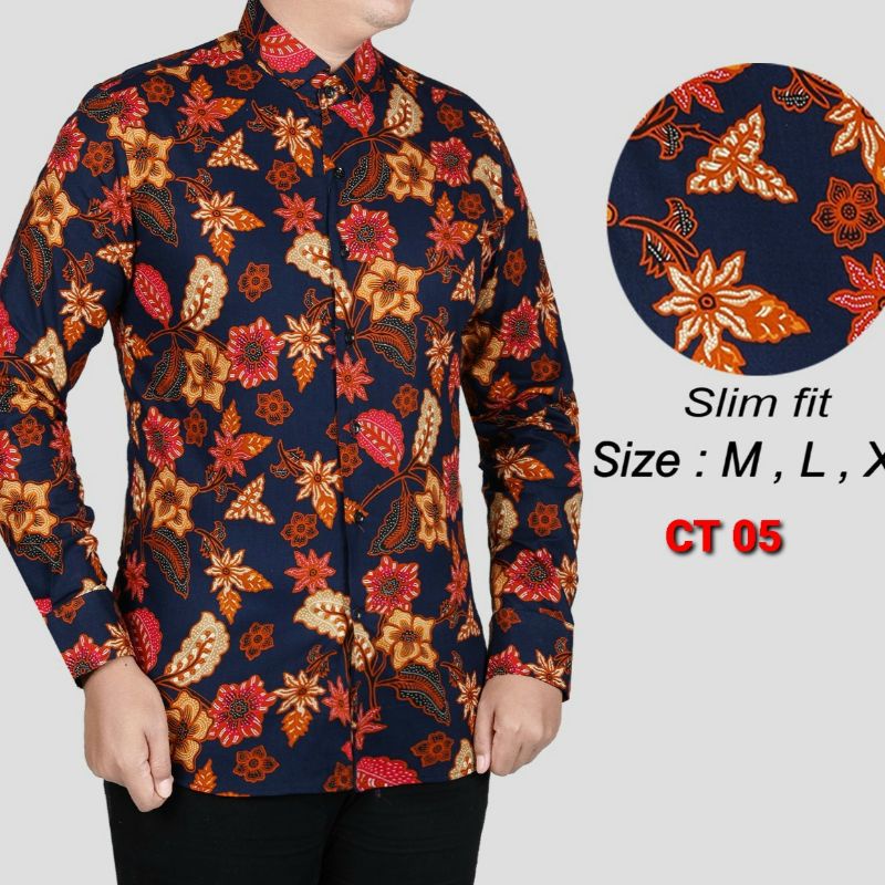 BAJU BATIK PRIA SLIM FIT LENGAN PANJANG | KEMEJA PRIA SLIMFIT PREMIUM CT 05