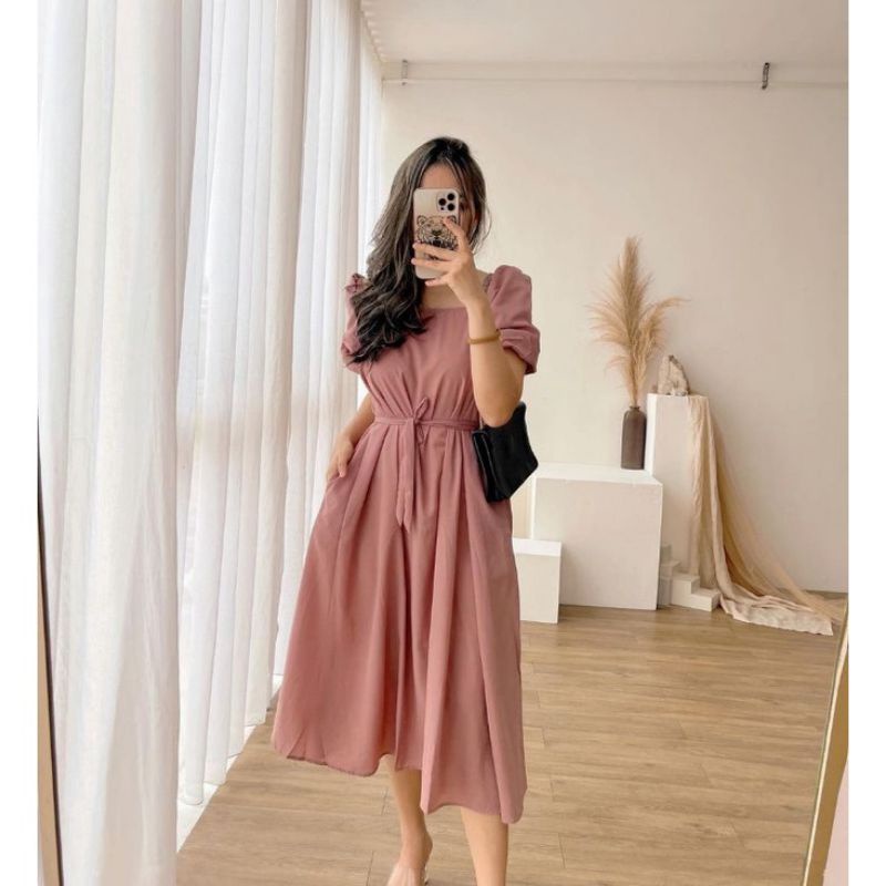 Dress Wanita Chandila Dress Korea Fashion Vintage Dress Terusan Dress Santai Wanita - meganshoping