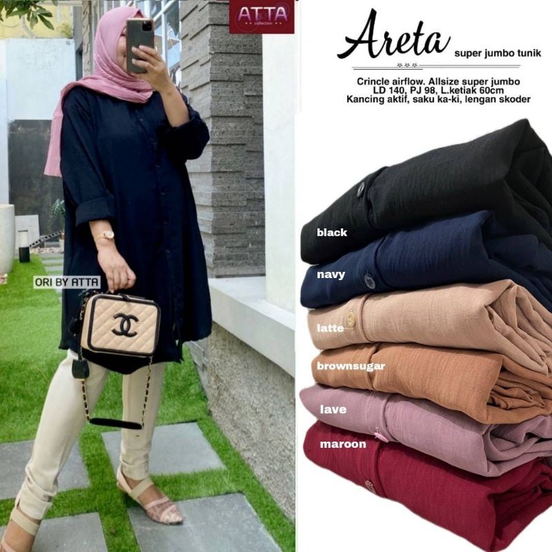 Areta super jumbo Tunik crinkle airflow tunik jumbo ld 140 by atta