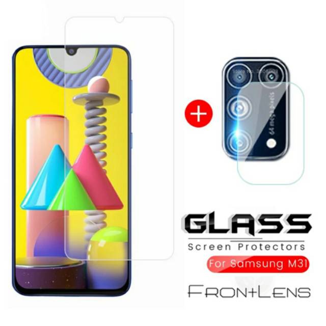 Tempered Glass Samsung M31 / Samsung M21 / Samsung M11 Clear Paket Pelindung Layar dan Kamera