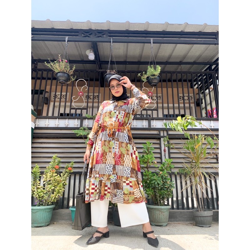 ATASAN Long Tunik/ Tunik/Tunik Rayon Viscose Premium free belt/Tunik Busui /Tunik Motif/Tunik Import