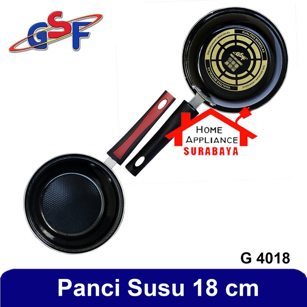 Panci Susu Saus - Sauce Pan Enamel Anti Lengket + Tutup Kaca 18 CM GSF G 4018