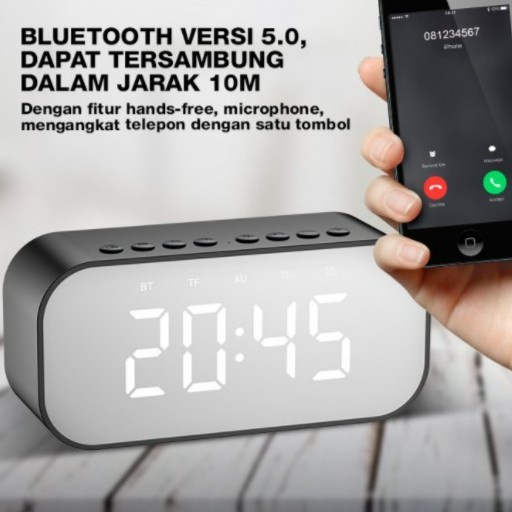 Jam Meja LED Digital Speaker Bluetooth Bass Mini Stereo Wireless