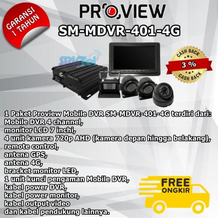 Nay | Proview Sm-Mdvr-401-4G Paket Cctv Mobil 4 Kamera Mobile Cctv 4Ch Kit