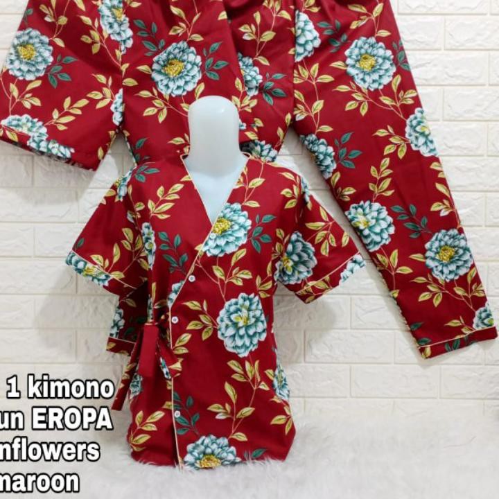 Piyama Kimono 3 in 1 dewasa motif Bunga