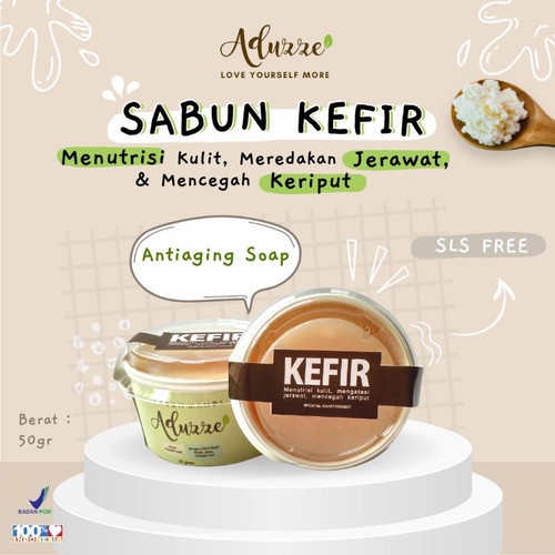 Sabun Herbal KEFIR Aduzze Melembabkan Memutihkan Mencerahkan Kulit Wajah dan Tubuh - Original isi 50 Gram