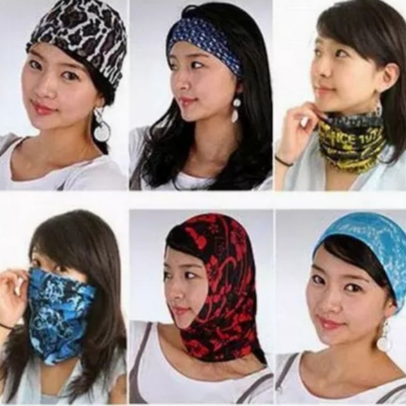 masker buf bandana multifungsi/masker baff motif/hitam polos/masker motor