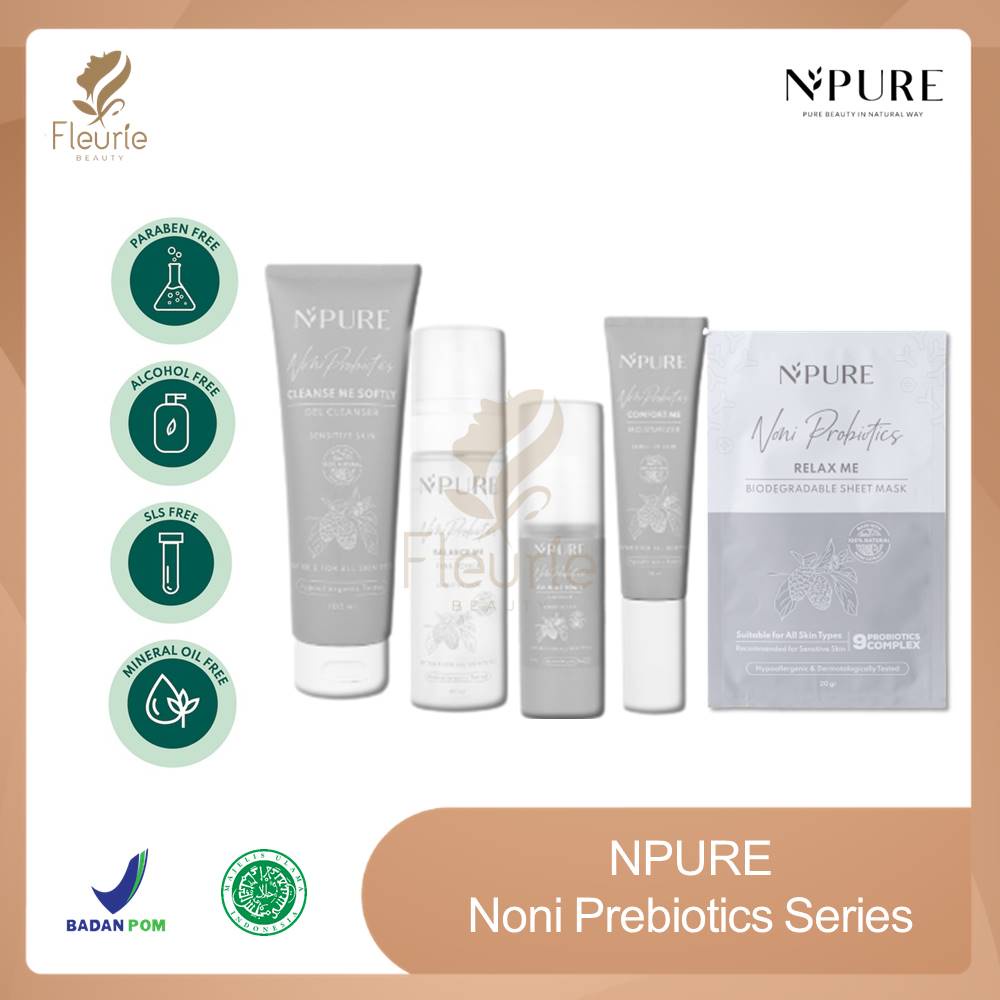 NPURE Noni Probiotics Series - Comfort Me Moisturizer / Cleans Me Face Wash / Balance Me Fine Toner / Calm Me Down Ampoule Original BPOM