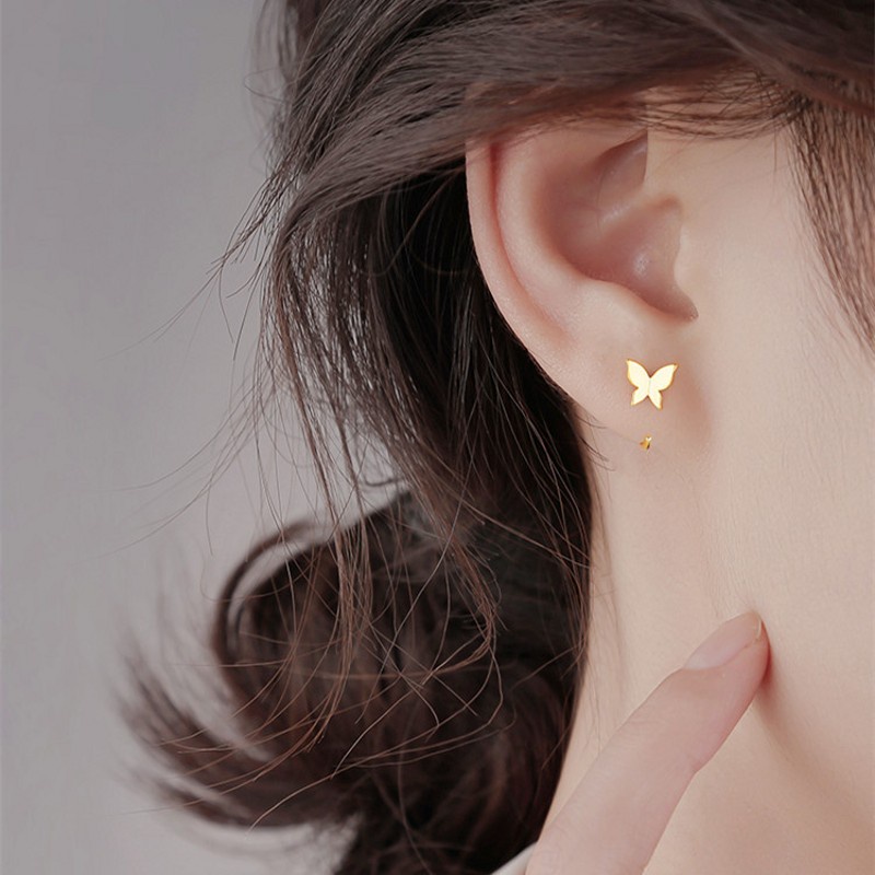 1 Pasang Anting Stud Kait Desain Hewan Kupu-Kupu Menari Model Simple Untuk Hadiah Perhiasan Wanita
