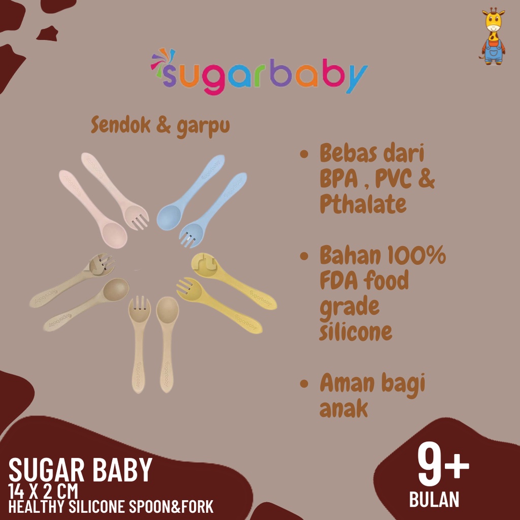 Sugar Baby Healthy Silicone Spoon&amp;Fork - Sendok Garpu