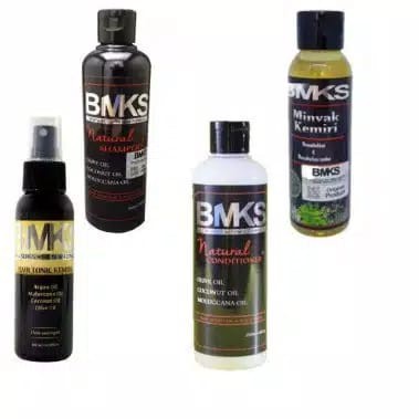 PENUMBUH RAMBUT AMPUH BMKS PAKET 4IN1 SHAMPO- CONDITIONER - MINYAK KEMIRI - HAIR TONIC BPOM