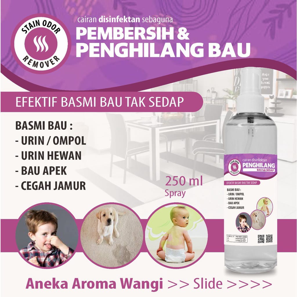 Pembersih Noda Dan Penghilang Bau Kencing Pipis Bayi,Hewan,Bau Tak Sedap Aroma Wangi Kemasan 250ml Spray