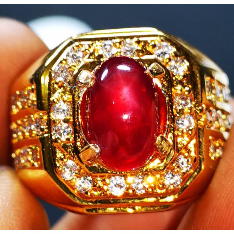 Batu permata natural ruby star pigeon blood crystal