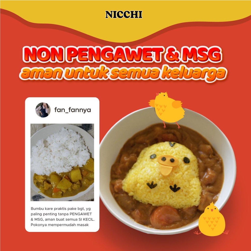 NICCHI Bumbu Kare Jepang 100g - Halal NO MSG - Sapi / Ayam / Anak - Golden Curry Bumbu Masak Instan Kari