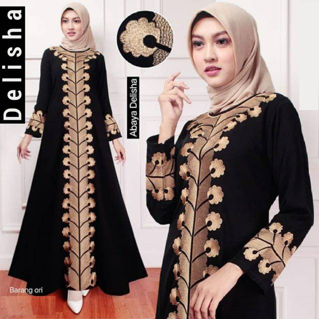 Exclusive Abaya Bordir Delisha - Gamis Hitam Ori Saudi - Jubah Turkey Dewasa 2021