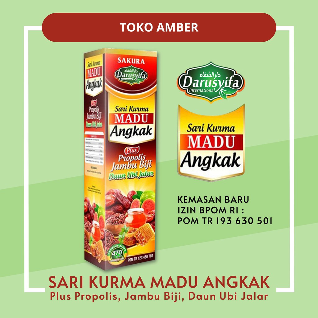 

HERBAL DARUSYIFA Sari Kurma Angkak Propolis Jambu Biji Daun Ubi Jalar