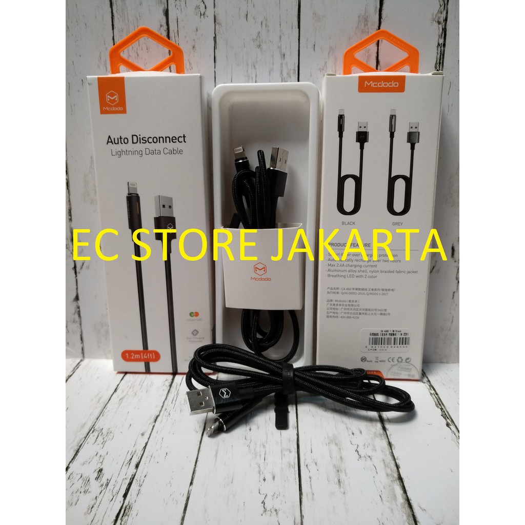 Kabel Lightning Kabel Charger McDodo Auto Disconnect Gen 2 Lightning Data Cable 1.2 M Black