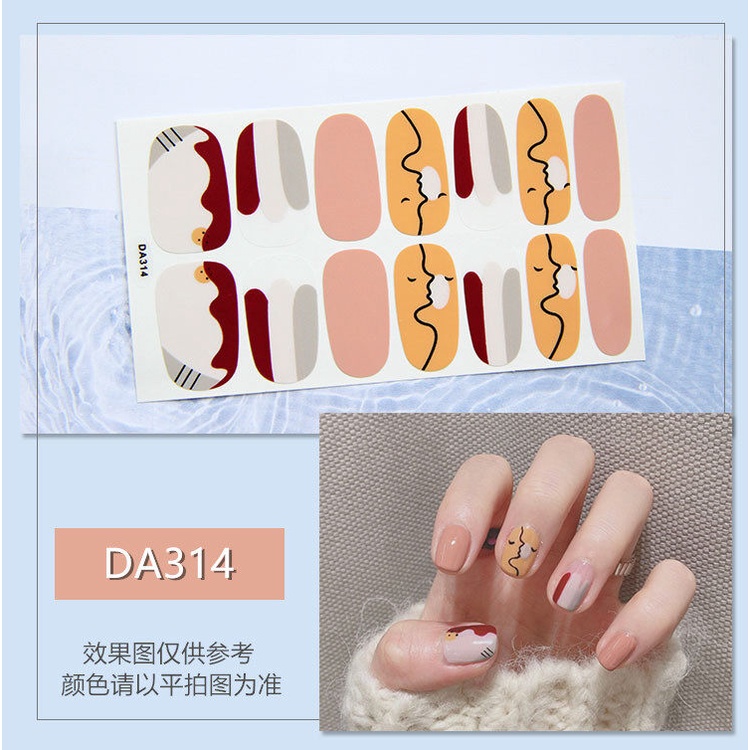 DA 14Pcs/Set Stiker Kuku Desain Bermotif High End Berlian Mutiara Permata Warna-Warni Untuk Tempel Tahan Air Tahan Lama Menicure Stickers Korea Self Adhesive Fashion Sticker kuku Full Aksesoris Dapat Kupas Mudah Digunakan Dan Dilepas Anti Air Nail Art